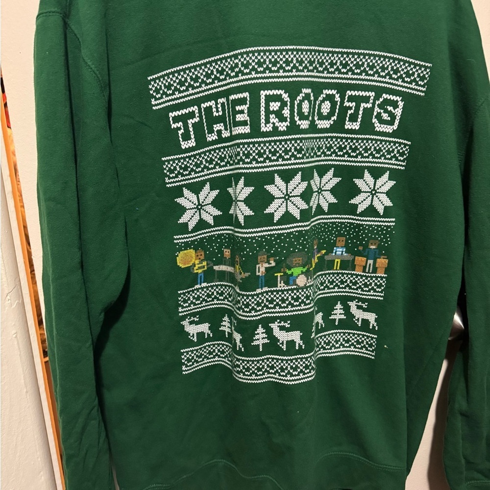 Deep Forest Green Crewneck Sweater with Graphic Design